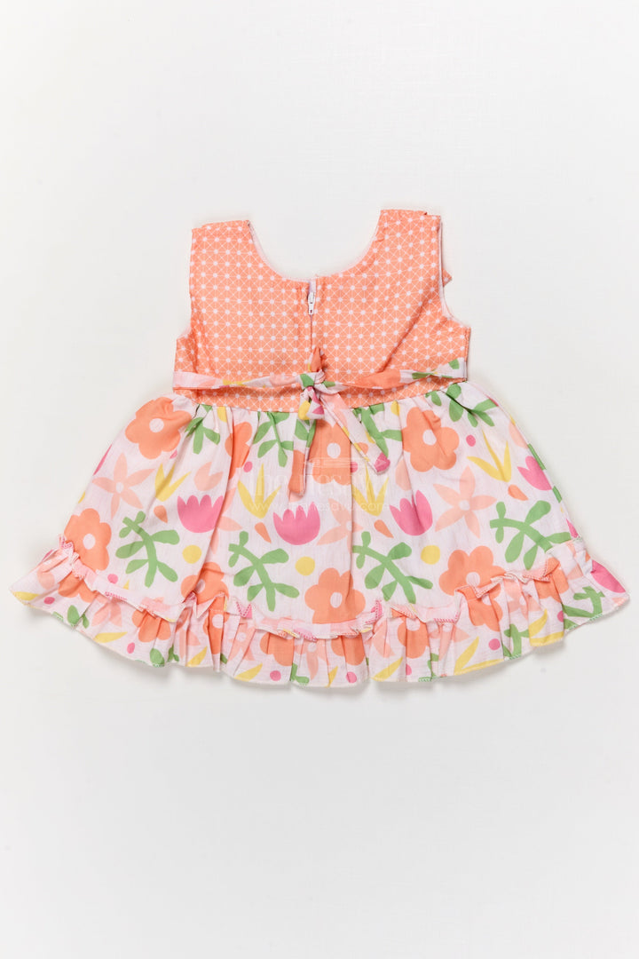 The Nesavu Baby Cotton Frocks Cotton Frock for Baby Girls with Floral Digital Print and Tie-up Waist Nesavu Nesavu cotton frock for baby girls with digital floral print and tie-up belt for birthdays and playdates