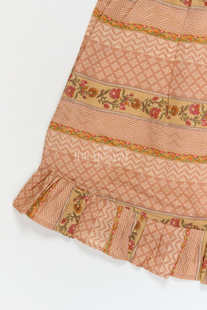 The Nesavu Girls Cotton Frock Cotton Frock for Toddler Girls for Casual Celebrations and Family Get-togethers Nesavu Nesavu cotton frock with traditional print and lace for toddler girls' festive casual wear