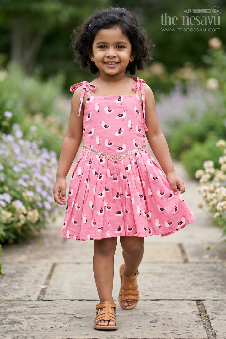 The Nesavu Girls Cotton Frock Cotton Frock for Toddler Girls for Playdates and Everyday Comfort Nesavu 18 (2Y) / Pink T414A-18 Nesavu cotton frock toddler girls digital print  ideal summer playdates daily wear