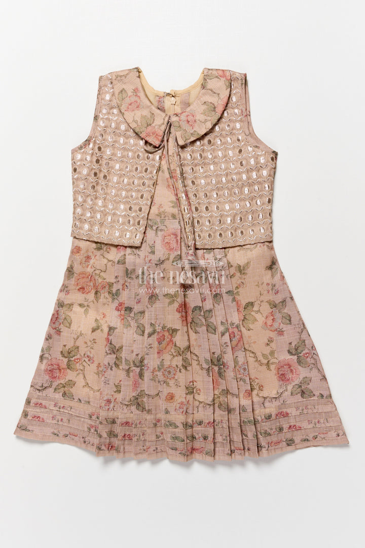 The Nesavu Girls Cotton Frock Cotton Frock with Attached Embroidered Coat for Festive-Ready Casual Days Nesavu Nesavu girls cotton frock attached embroidered coat perfect festive school functions casual ethnic days