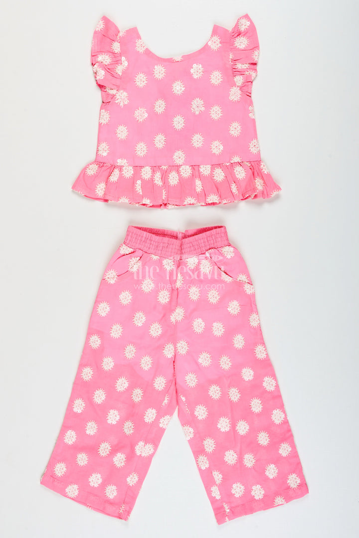 The Nesavu Girls Co-Ord Sets Cotton Plazo Set for Girls with Chikankari Embroidery for Casual Festive Wear Nesavu Nesavu girls cotton plazo set chikankari embroidery  ideal poojas summer festivals