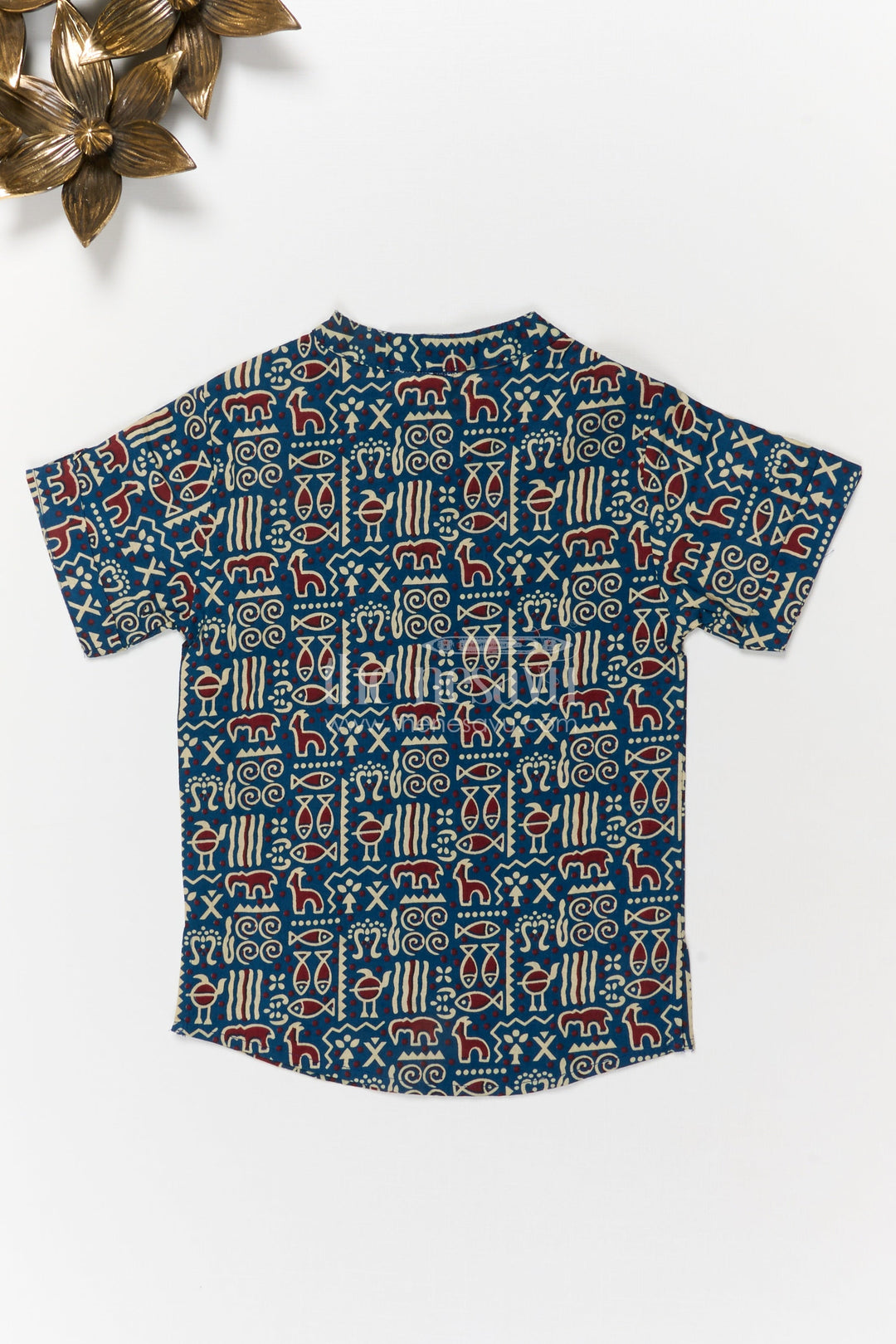 The Nesavu Boys Cotton Shirt Cotton Printed Shirt for Boys with Festive Block-style Design Nesavu Nesavu boys cotton ethnic block print shirt – soft, breathable pick for festive and casual use
