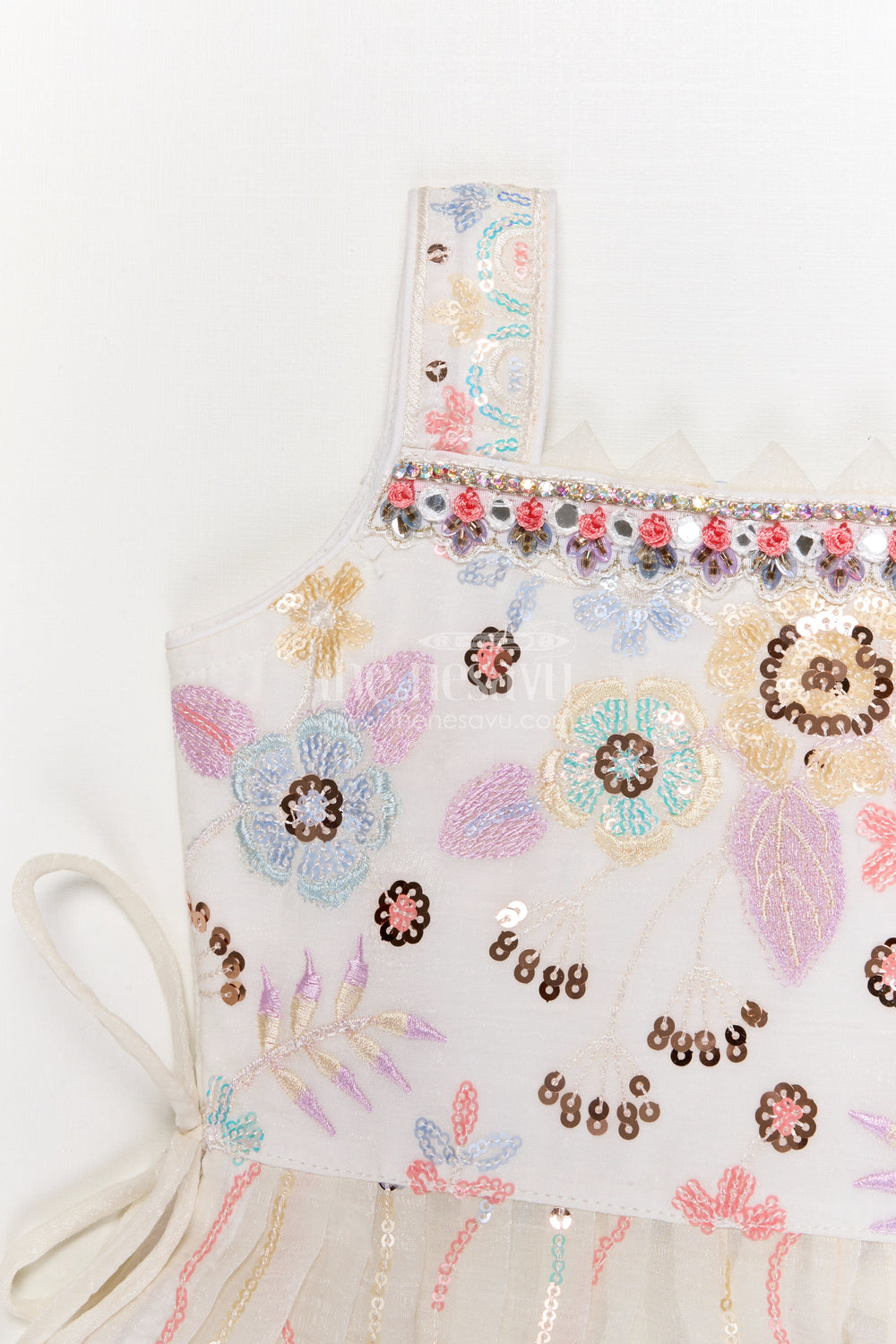 The Nesavu Girls Sharara / Plazo Set Cream Sharara Set for Baby Girls with Sequin Embroidery for Festive Functions Nesavu Nesavu cream sharara set for baby girls with sequin embroidery – ideal for festive and traditional occasions