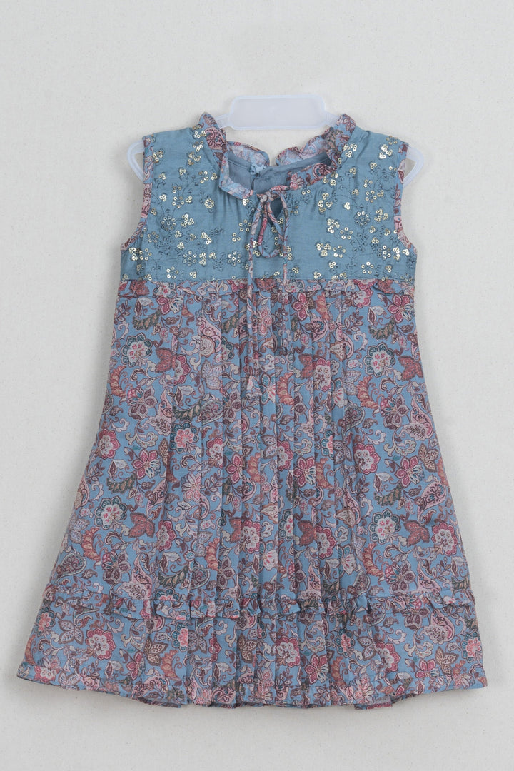 The Nesavu Baby Cotton Frocks Cute Blue Floral Printed Pleated Cotton Frock For Baby Girls Nesavu 14 (6M) / multicolor / Cotton BFJ403A-14 Latest Cotton frocks For babys | Paisley Printed Frock | The Nesavu