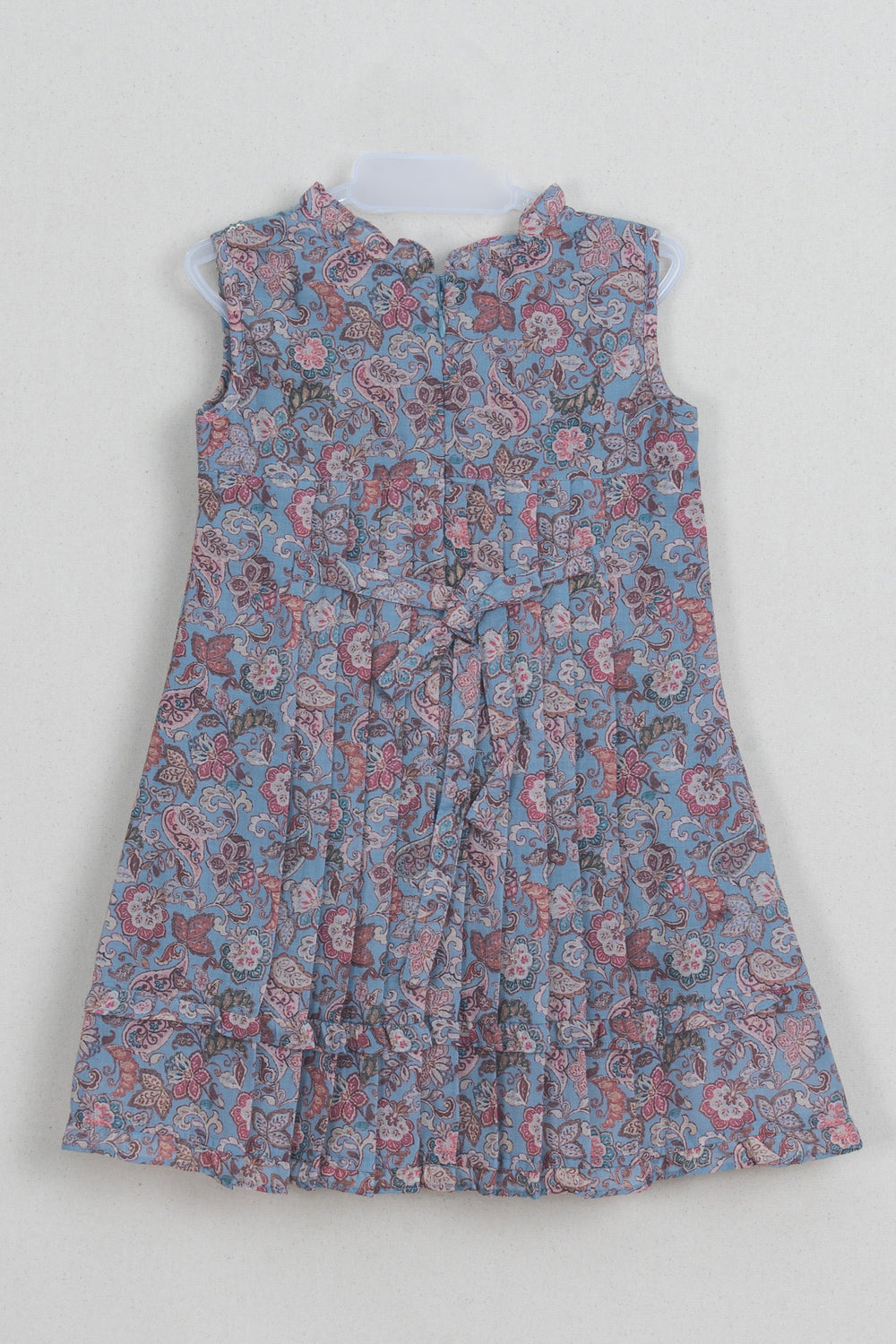 The Nesavu Baby Cotton Frocks Cute Blue Floral Printed Pleated Cotton Frock For Baby Girls Nesavu Latest Cotton frocks For babys | Paisley Printed Frock | The Nesavu