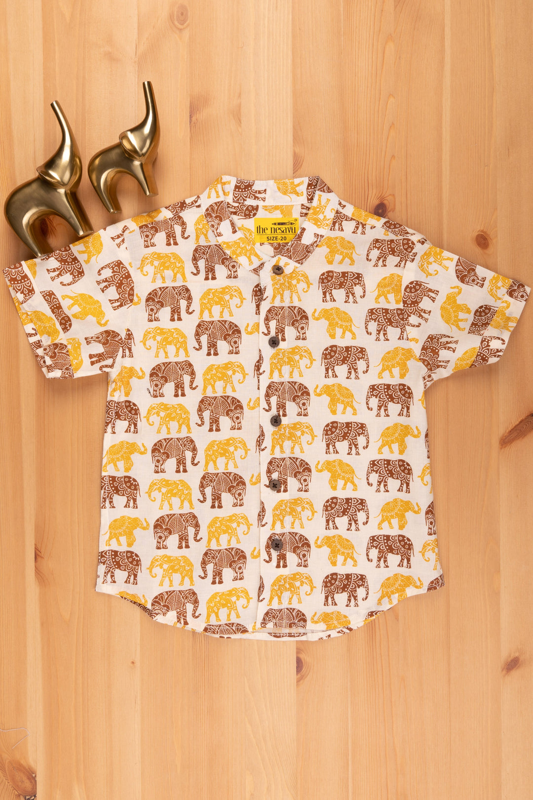 The Nesavu Boys Cotton Shirt Cute Elephant Print Shirt for Boys | Mul Mul Cotton | Nesavu | Playful and Adorable Kids' Fashion psr silks Nesavu