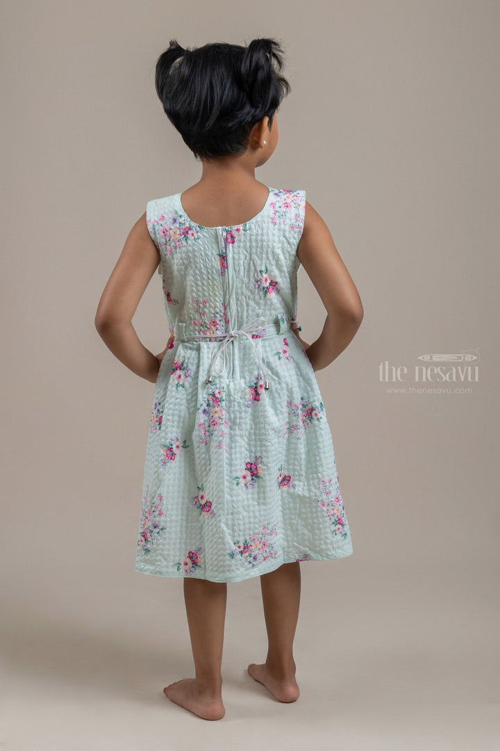 The Nesavu Baby Frock / Jhabla Cute Floral Printed White Ice Colored Baby Frock With Hand-Crafted Belt psr silks Nesavu