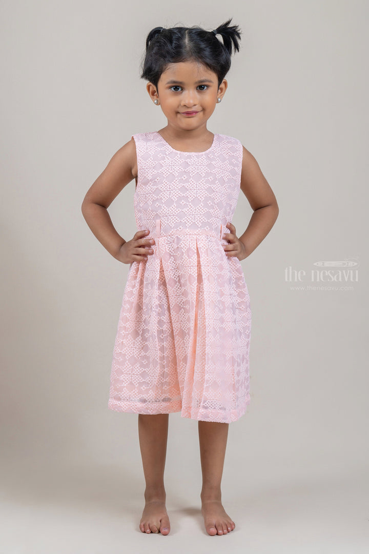The Nesavu Baby Frock / Jhabla Cute Orange Loop Stitch Embroidered Baby Frock With Cute Black Ruffled Belt psr silks Nesavu 16 (1Y) / Orange BFJ399A