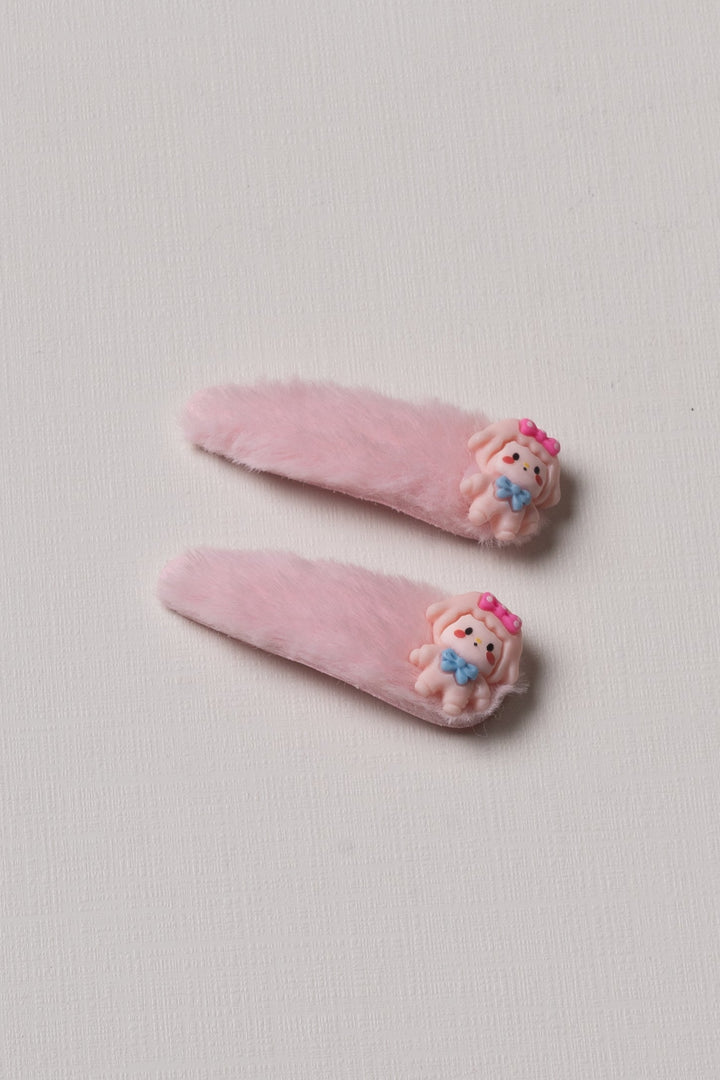 The Nesavu Tick Tac Clip Cute Pink Furry Character Tic Tac Hair Clips for Girls Nesavu Pink / Style 2 JHTT11B Girls Pink Furry Character Tic Tac Clips | Adorable Accessory | The Nesavu