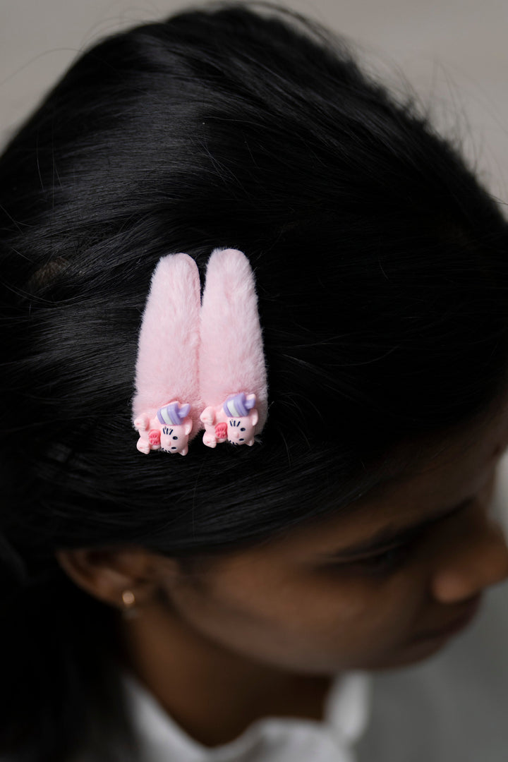 The Nesavu Tick Tac Clip Cute Pink Furry Character Tic Tac Hair Clips for Girls Nesavu Pink / Style 3 JHTT11C Girls Pink Furry Character Tic Tac Clips | Adorable Accessory | The Nesavu