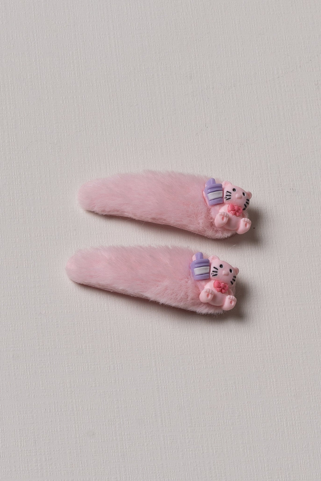 The Nesavu Tick Tac Clip Cute Pink Furry Character Tic Tac Hair Clips for Girls Nesavu Girls Pink Furry Character Tic Tac Clips | Adorable Accessory | The Nesavu