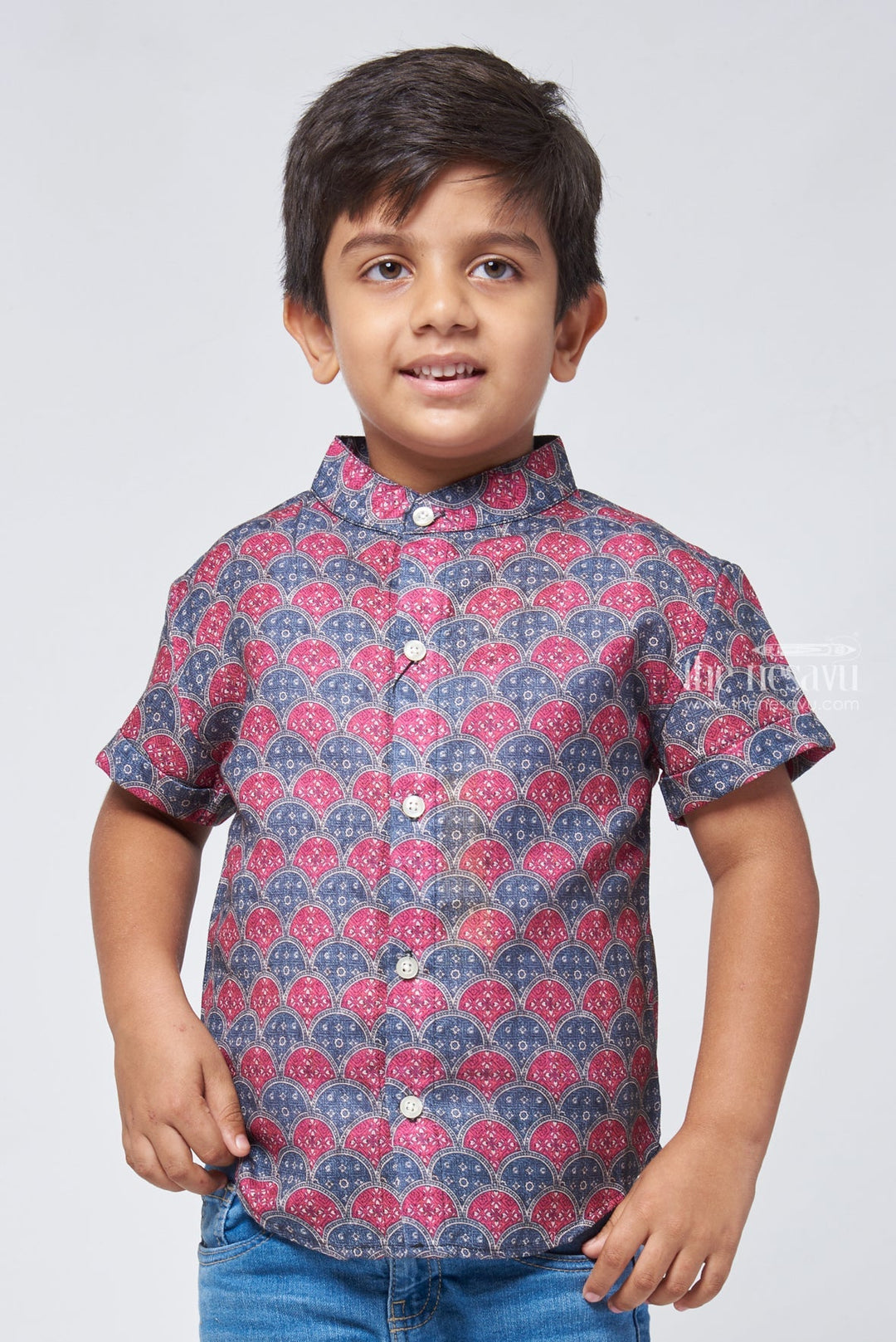 The Nesavu Boys Linen Shirt Dapper Design Boys Perfectly Tailored Shirt for Special Events Nesavu 14 (6M) / Red / Linen BS080B-14 Latest Boys Shirt Design | Buy Premium Boys Shirt | The Nesavu