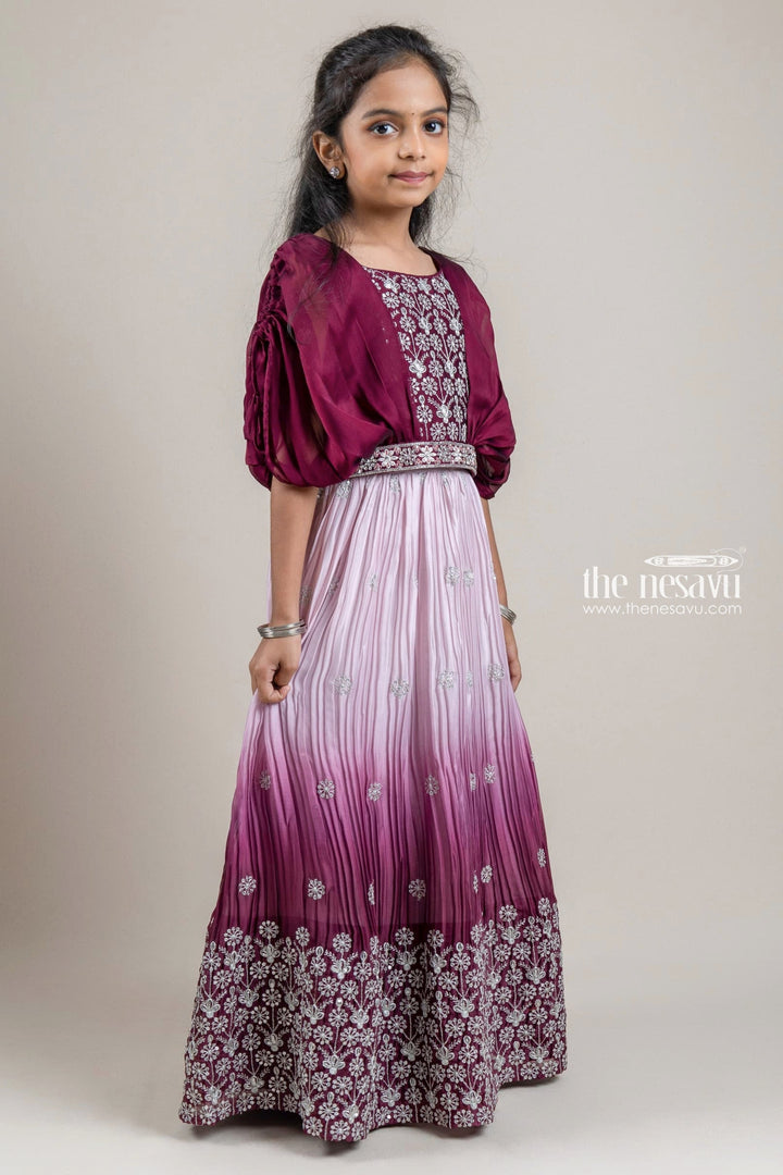 The Nesavu Lehenga & Ghagra Dazzling Maroon Floral Embroidery With Glitter Sequined Lehanga Choli Set For Girls Nesavu Lehenga Designs For Girls | Latest Lehanga Choli | The Nesavu