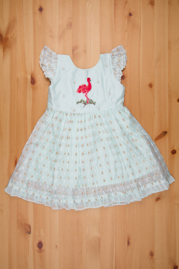 The Nesavu Girls Cotton Frock Delightful Blue Chanderi Frock with Resham Embroidery - Girls Elegance Nesavu New Cotton Long Frock | Baby Girl Cotton Dresses | The Nesavu