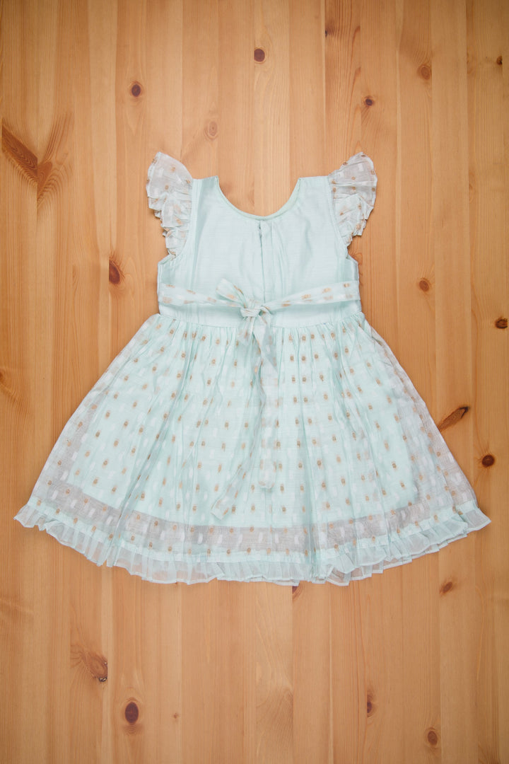The Nesavu Girls Cotton Frock Delightful Blue Chanderi Frock with Resham Embroidery - Girls Elegance Nesavu New Cotton Long Frock | Baby Girl Cotton Dresses | The Nesavu