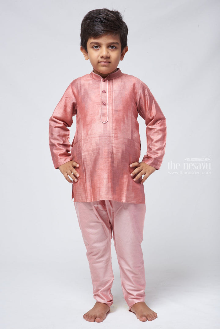 The Nesavu Boys Kurtha Set Desert Dusk Stylish Multi-Dyed Brown Ethnic Kurta & Pink Pant for Boys Nesavu 18 (2Y) / Brown / Dupioni Silk BES301C-18 Festive Wear Kurta For Boys | Kurta With Pant For Boys | The Nesavu