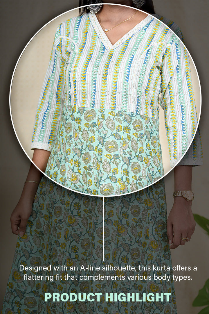 The Nesavu Womens Flared Kurthas Designer Cotton Kurta for Women with Hand Block Print Nesavu Designer Cotton Kurta for Women Hand Block Printed Kurta | The Nesavu
