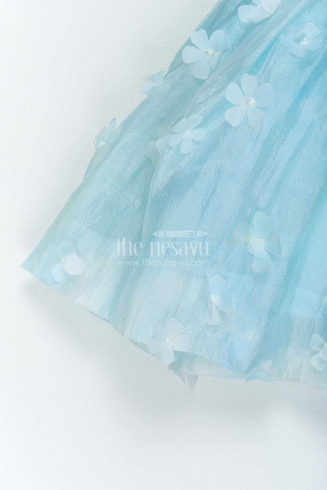 The Nesavu Girls Fancy Frock Designer Frock for Girls in Blue for Celebrations and Photos Nesavu Nesavu Designer Frock For Girls With Digital Print For Weddings