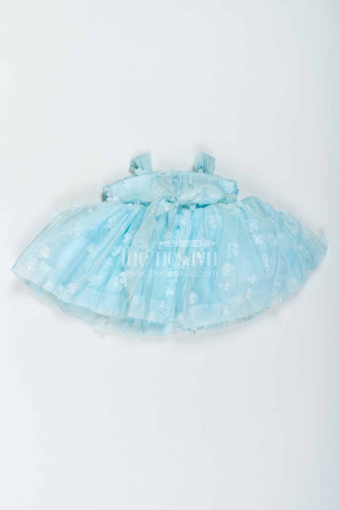 The Nesavu Girls Fancy Frock Designer Frock for Girls in Blue for Celebrations and Photos Nesavu Nesavu Designer Frock For Girls With Digital Print For Weddings