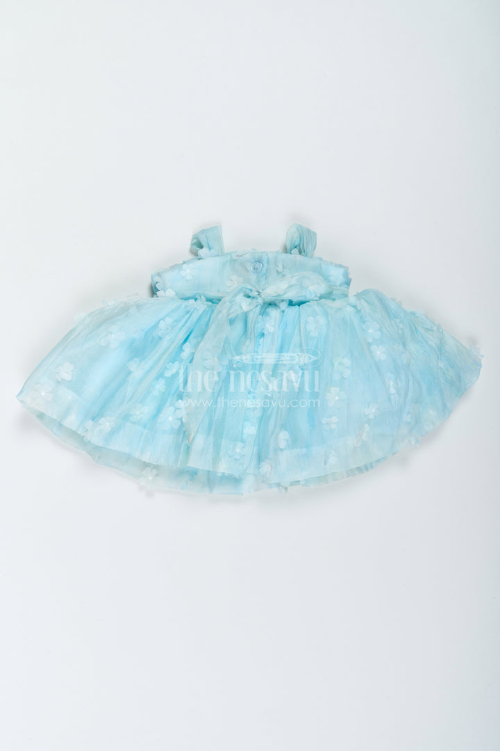 The Nesavu Girls Fancy Frock Designer Frock for Girls in Blue for Celebrations and Photos Nesavu Nesavu Designer Frock For Girls With Digital Print For Weddings
