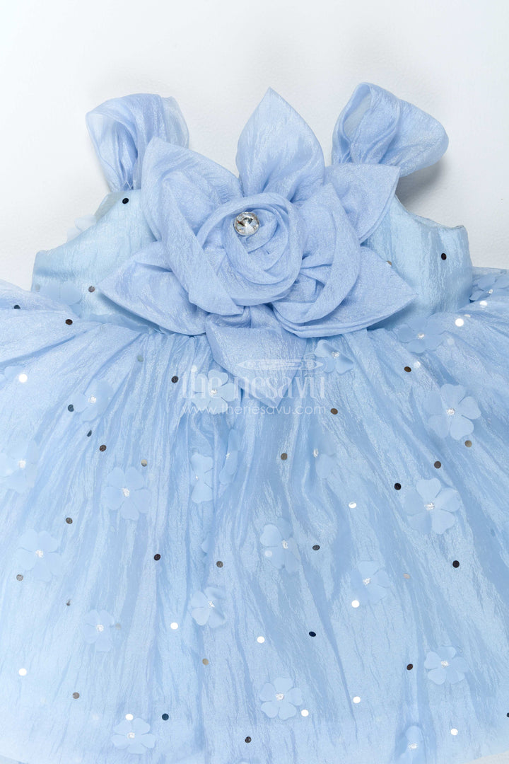 The Nesavu Girls Fancy Frock Designer Frock for Girls in Blue for Joyful Occasions Nesavu Nesavu Designer Frock For Girls In Blue With Digital Print