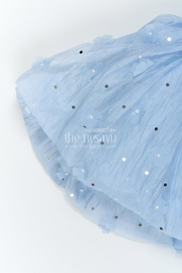 The Nesavu Girls Fancy Frock Designer Frock for Girls in Blue for Joyful Occasions Nesavu Nesavu Designer Frock For Girls In Blue With Digital Print
