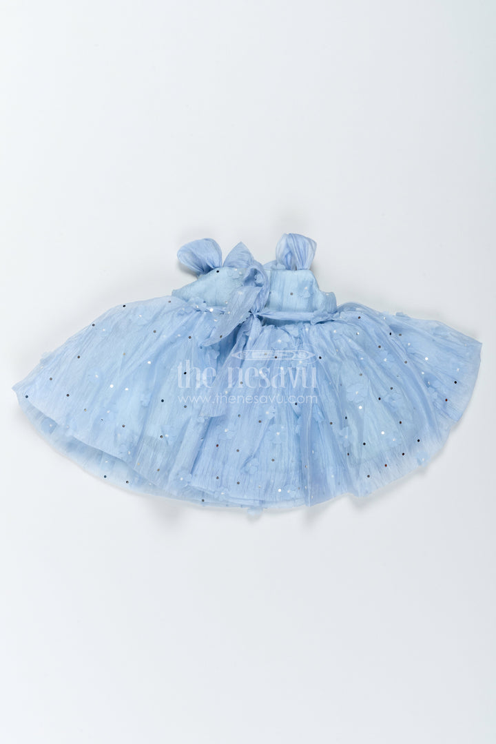 The Nesavu Girls Fancy Frock Designer Frock for Girls in Blue for Joyful Occasions Nesavu Nesavu Designer Frock For Girls In Blue With Digital Print