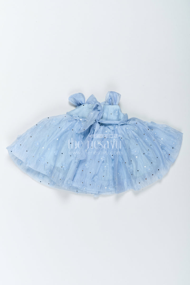 The Nesavu Girls Fancy Frock Designer Frock for Girls in Blue for Joyful Occasions Nesavu Nesavu Designer Frock For Girls In Blue With Digital Print