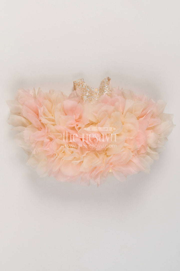 The Nesavu Girls Fancy Party Frock Designer Frock for Girls in Peach for Festive Gatherings Nesavu 16 (1Y) / Peach / Chiffon PF371A-16 Nesavu Designer Frock For Girls In Peach For Festive Gatherings PF371A-16