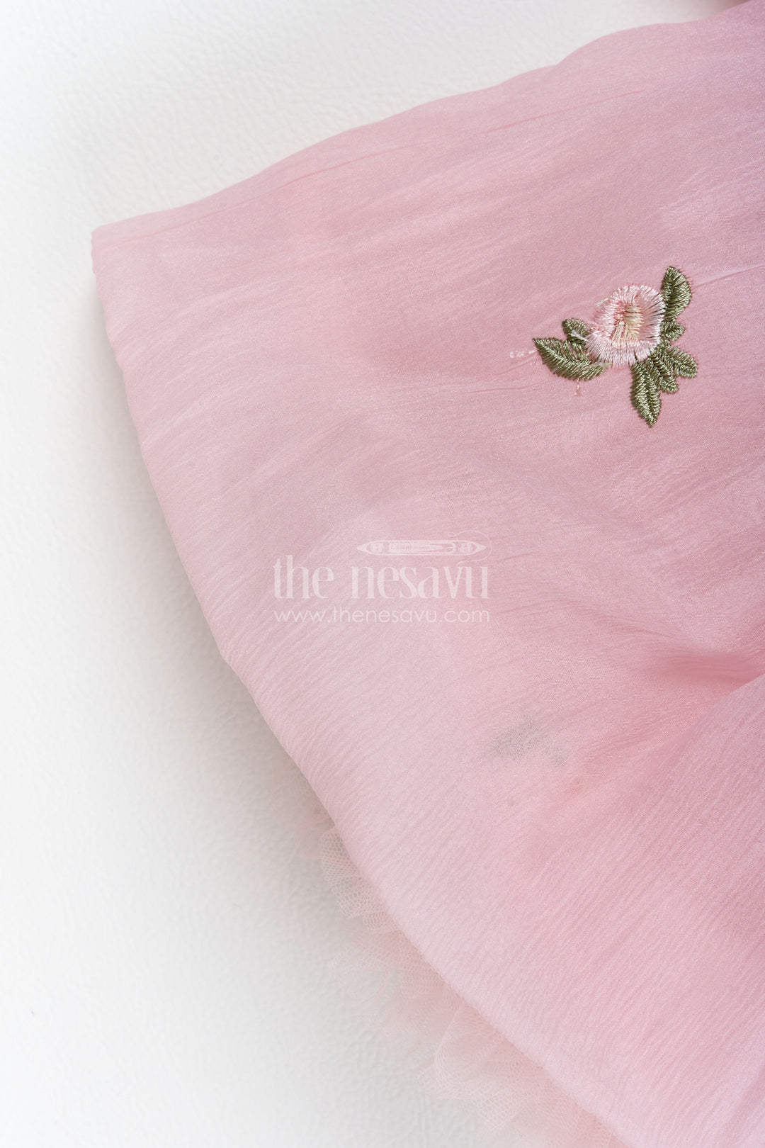 The Nesavu Girls Fancy Party Frock Designer Frock for Girls in Pink for Celebrations and Photos Nesavu Nesavu Designer Frock For Girls With Thread Embroidery For Weddings
