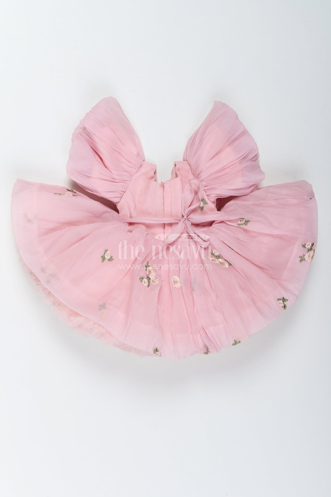 The Nesavu Girls Fancy Party Frock Designer Frock for Girls in Pink for Celebrations and Photos Nesavu Nesavu Designer Frock For Girls With Thread Embroidery For Weddings