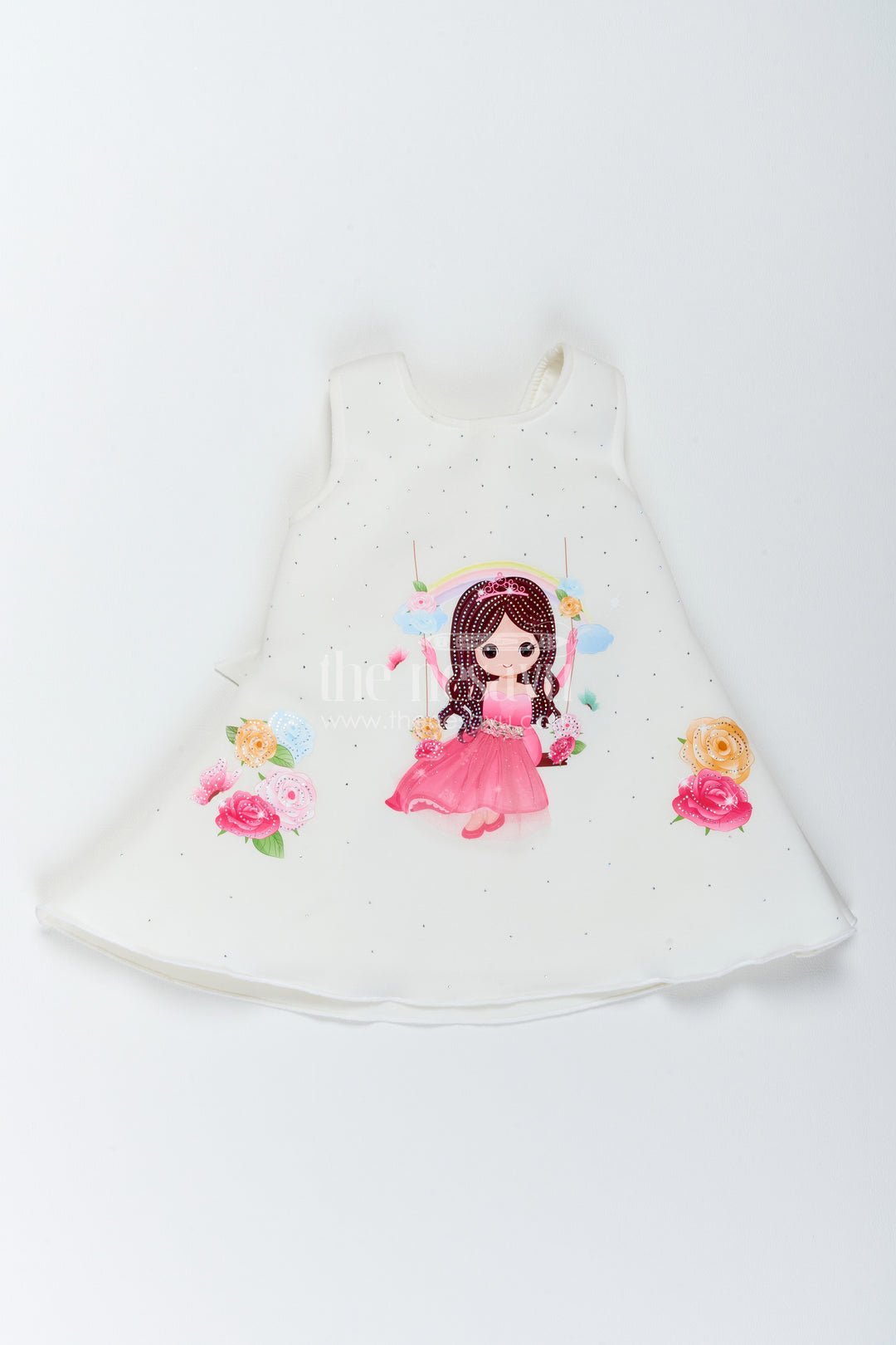The Nesavu Girls Fancy Party Frock Designer Frock for Girls in White for Celebrations and Photos Nesavu 16 (1Y) / White / Scuba PF350A-16 Nesavu Designer Frock For Girls In White For Joyful Occasions PF350A-16