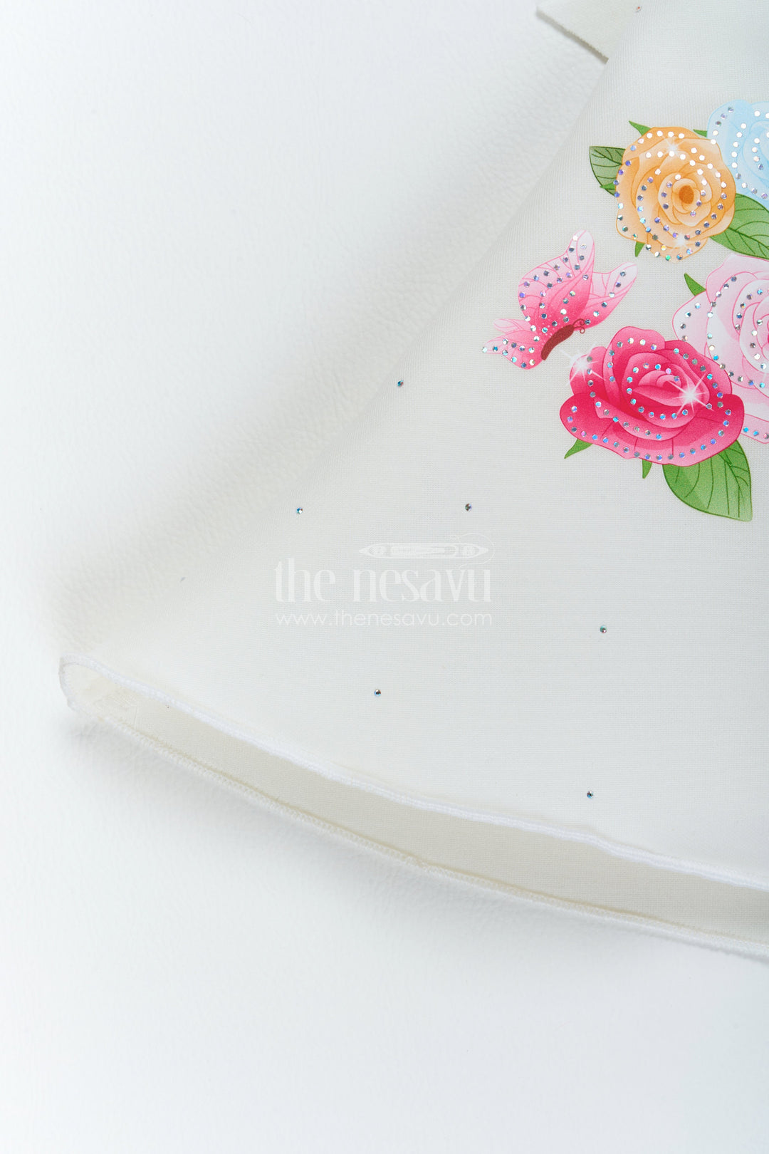 The Nesavu Girls Fancy Party Frock Designer Frock for Girls in White for Celebrations and Photos Nesavu Nesavu Designer Frock For Girls In White For Joyful Occasions