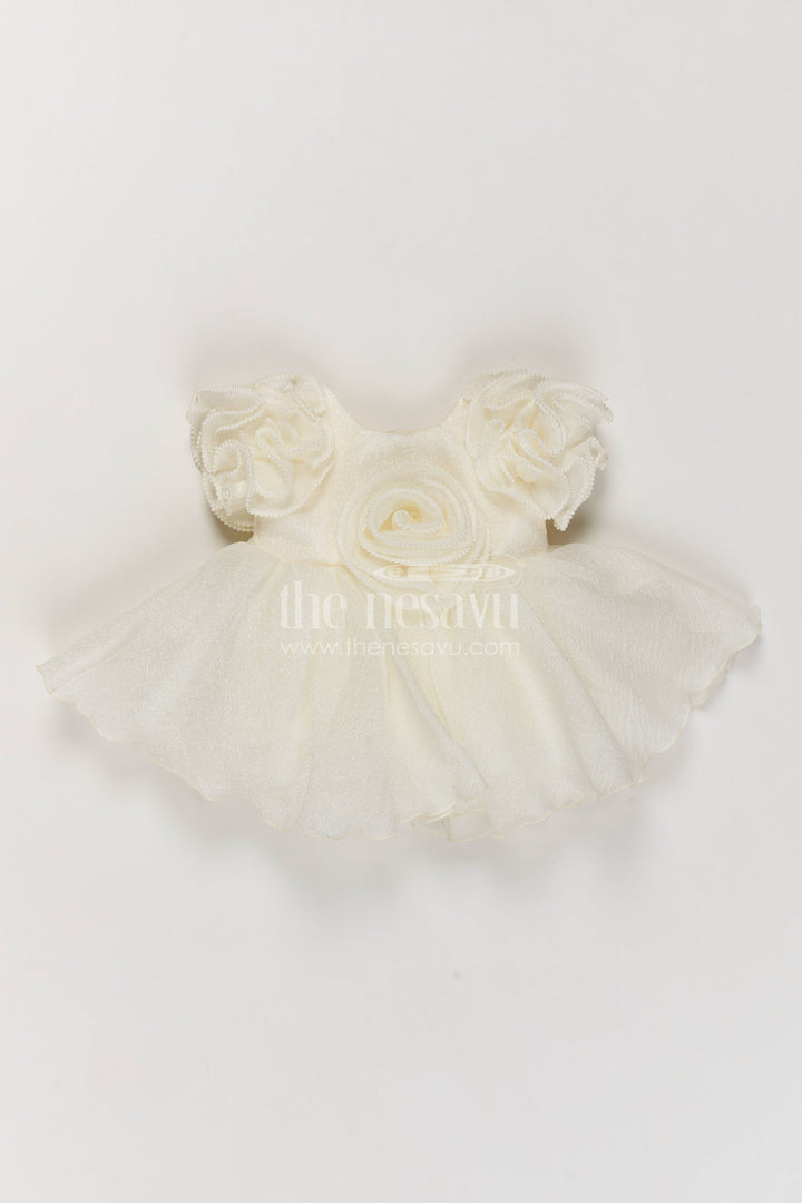The Nesavu Girls Fancy Party Frock Designer Frock for Girls in White for Joyful Occasions Nesavu 10 (NB) / White / Georgette PF398A-10 Nesavu Designer Frock For Girls In White For Special Functions PF398A-10