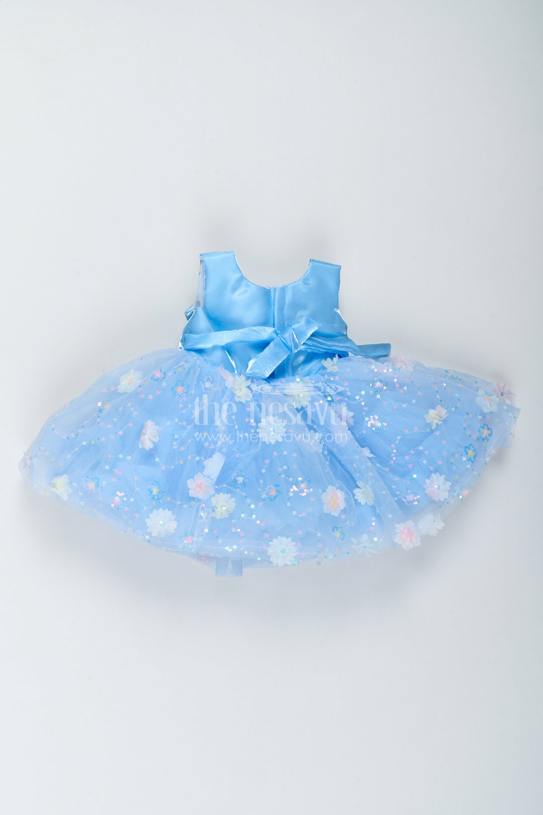 The Nesavu Girls Fancy Party Frock Designer Frock for Girls with Sequin Work for Weddings and Parties Nesavu Nesavu Designer Frock For Girls In Blue With Sequin Work