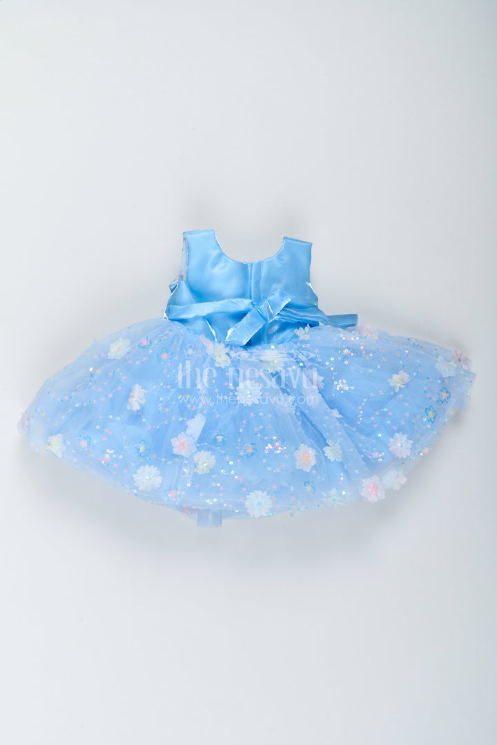 The Nesavu Girls Fancy Party Frock Designer Frock for Girls with Sequin Work for Weddings and Parties Nesavu Nesavu Designer Frock For Girls In Blue With Sequin Work