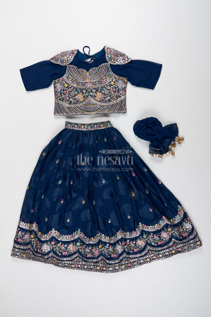 The Nesavu Girls Lehenga Choli Designer Lehenga Choli for Girls for Weddings and Grand Events Nesavu Nesavu designer lehenga choli girls chiffon embroidery weddings festive functions