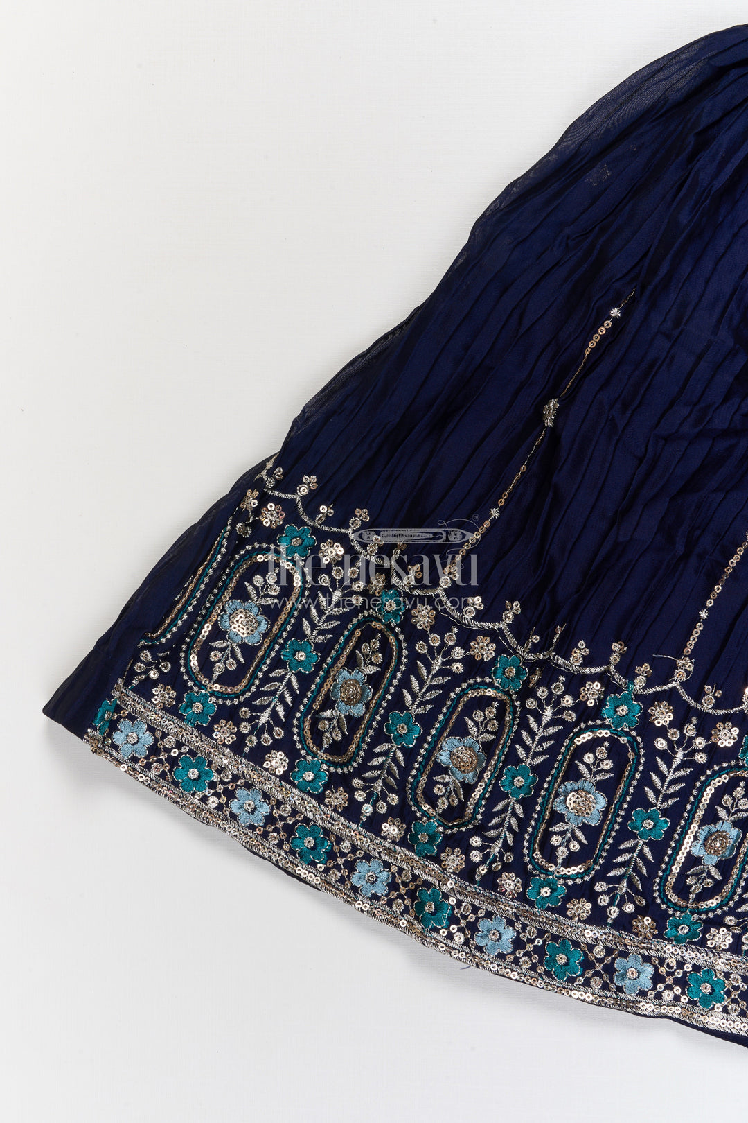 The Nesavu Girls Ethnic Lehenga Designer Lehenga for Girls for Weddings and Festive Functions Nesavu Nesavu designer lehenga for girls with embroidered pleated skirt – perfect for weddings and receptions