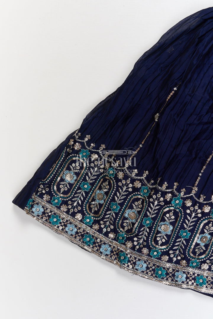 The Nesavu Girls Ethnic Lehenga Designer Lehenga for Girls for Weddings and Festive Functions Nesavu Nesavu designer lehenga for girls with embroidered pleated skirt – perfect for weddings and receptions