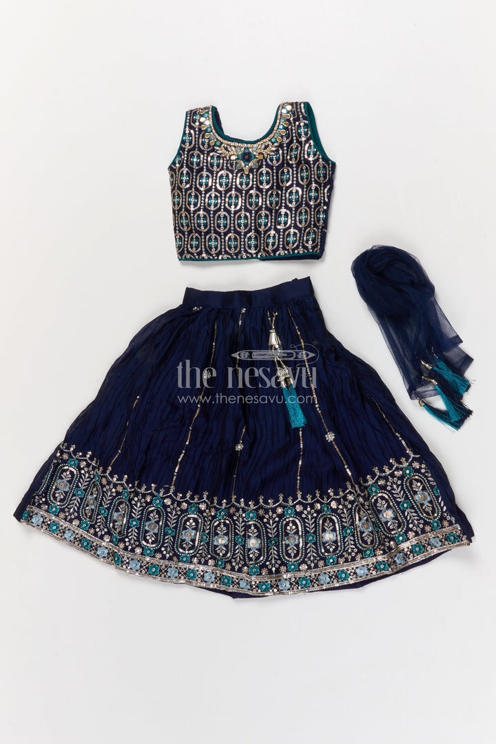 The Nesavu Girls Ethnic Lehenga Designer Lehenga for Girls for Weddings and Festive Functions Nesavu Nesavu designer lehenga for girls with embroidered pleated skirt – perfect for weddings and receptions