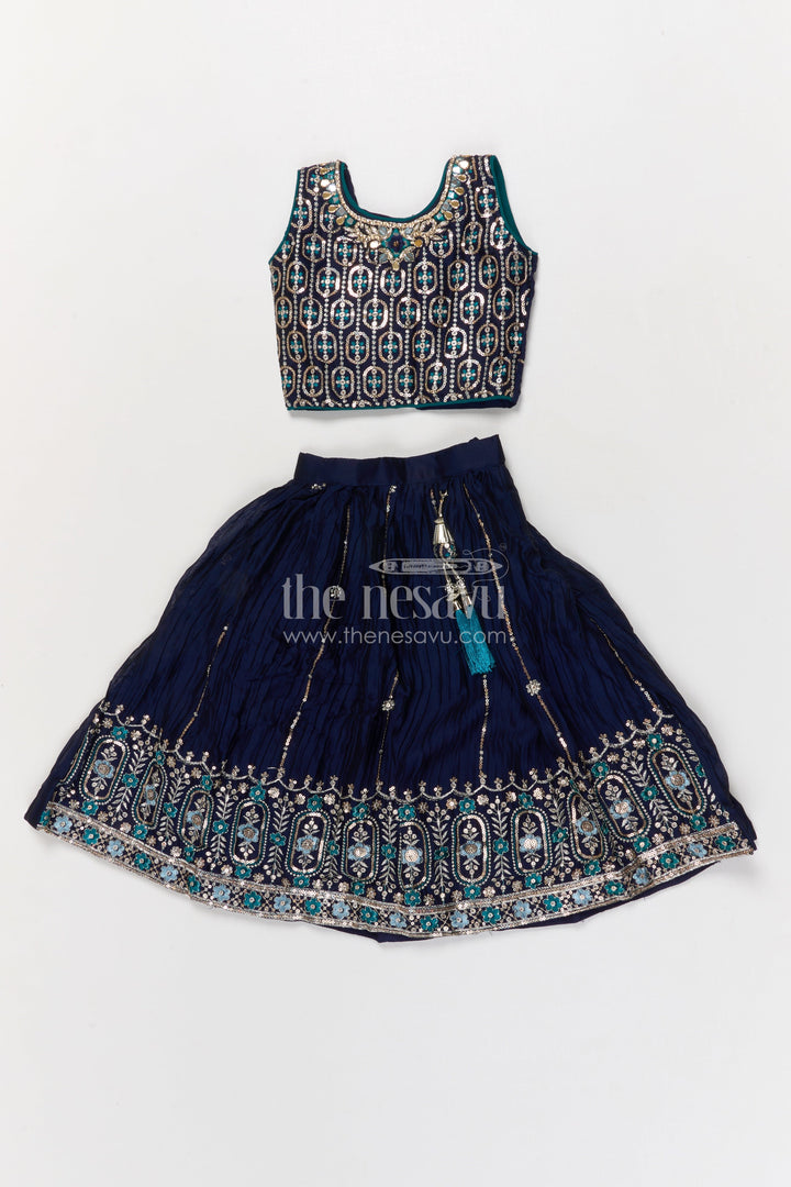 The Nesavu Girls Ethnic Lehenga Designer Lehenga for Girls for Weddings and Festive Functions Nesavu Nesavu designer lehenga for girls with embroidered pleated skirt – perfect for weddings and receptions