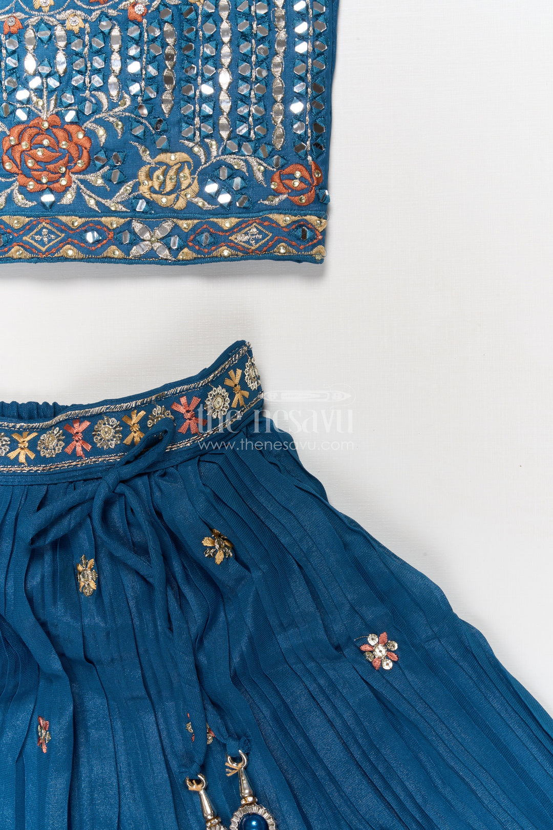 The Nesavu Girls Ethnic Lehenga Designer Lehenga for Girls for Weddings and Festive Occasions Nesavu Nesavu designer lehenga for girls with floral embroidery and dupatta – perfect for weddings and festivals