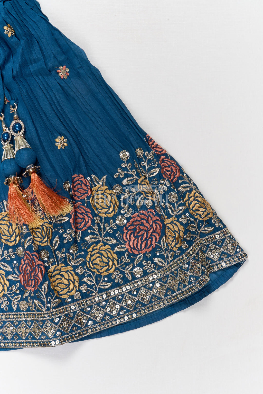 The Nesavu Girls Ethnic Lehenga Designer Lehenga for Girls for Weddings and Festive Occasions Nesavu Nesavu designer lehenga for girls with floral embroidery and dupatta – perfect for weddings and festivals