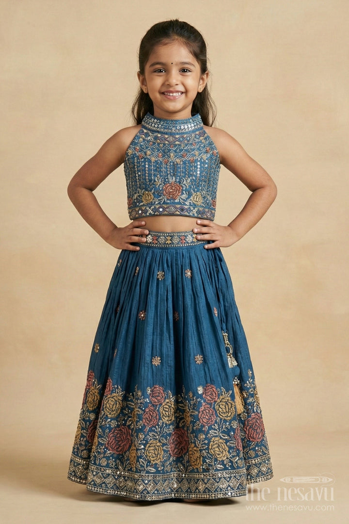 The Nesavu Girls Ethnic Lehenga Designer Lehenga for Girls for Weddings and Festive Occasions Nesavu Nesavu designer lehenga for girls with floral embroidery and dupatta – perfect for weddings and festivals