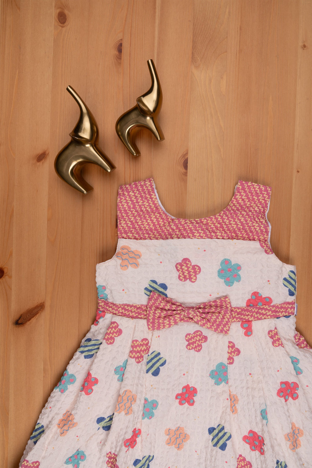 The Nesavu Baby Frock / Jhabla Designer Lucknow Chikan: White-Pink Floral Infant Dress Nesavu Floral Design Frock For Baby Girls | Fancy Frock Collection | The Nesavu