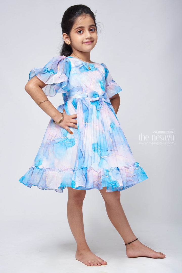 The Nesavu Girls Fancy Frock Designer Wear Chiffon Frock Embellished with Sequin Work for Kids Nesavu Boutique Princess Dress - Ideal For Casual Outings & Special Moments | The Nesavu