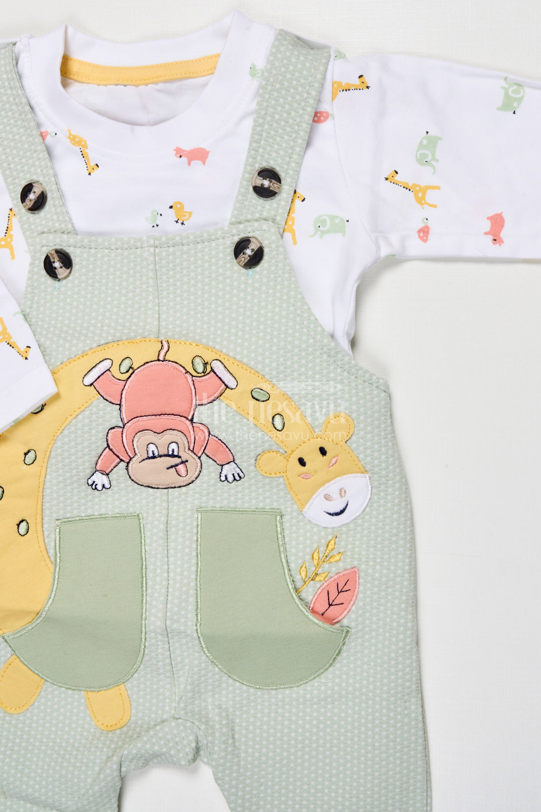 The Nesavu Baby Dungarees Digital Print Baby Dungaree Set for Playful Daily Wear Nesavu Nesavu cotton baby dungaree digital print tee everyday play travel