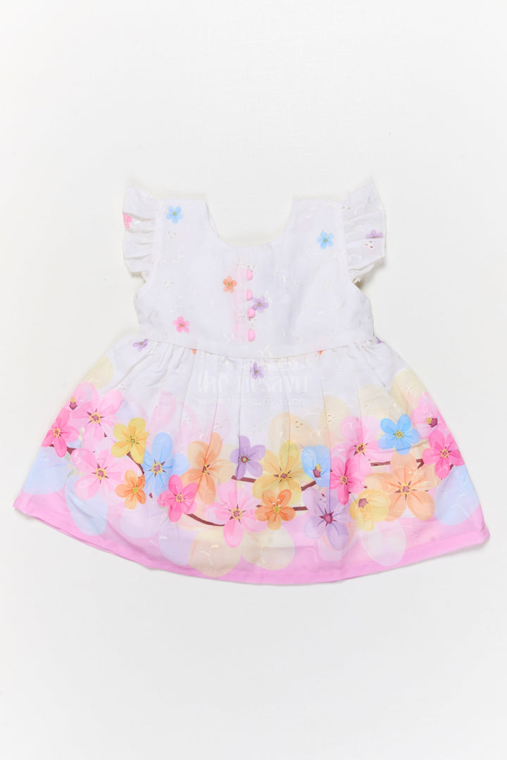 The Nesavu Baby Cotton Frocks Digital Print Cotton Frock for Baby Girls with Pleats and Sleeveless Design Nesavu 14 (6M) / Multicolor BFJ891A-14 Nesavu baby girl cotton frock with digital floral print and pleated design for casual wear