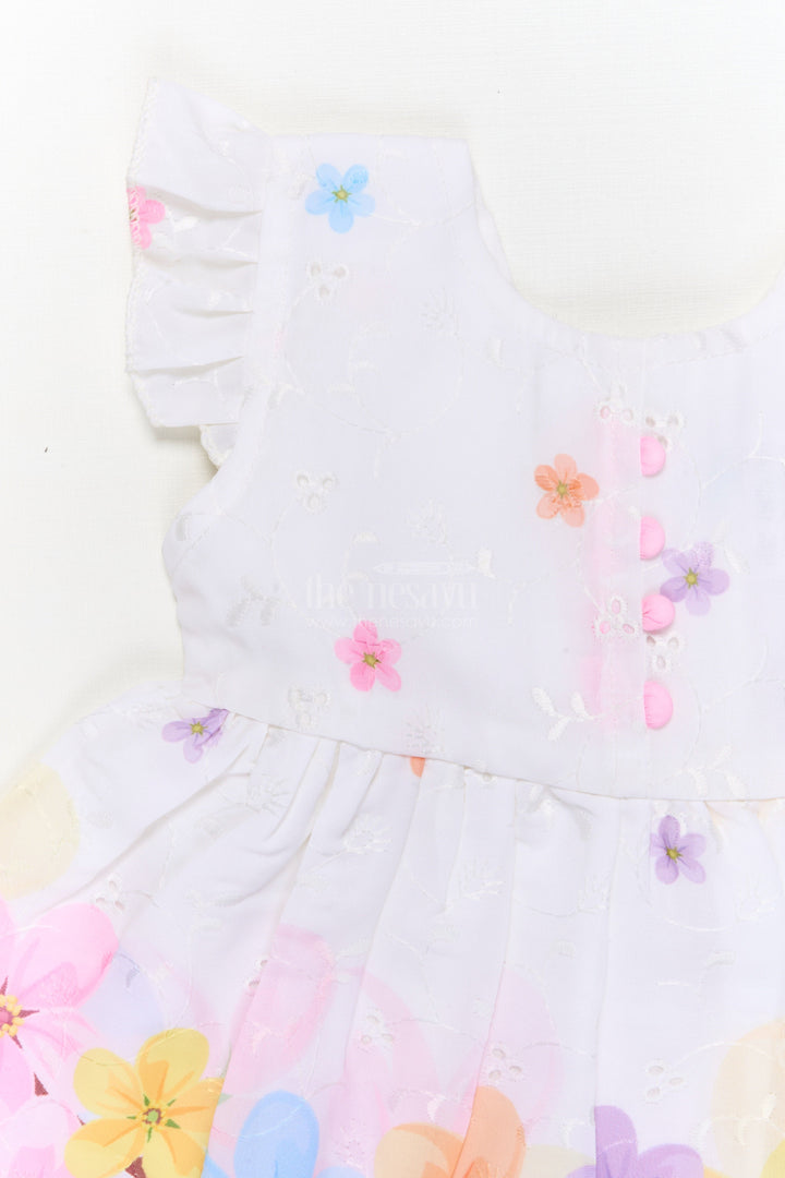 The Nesavu Baby Cotton Frocks Digital Print Cotton Frock for Baby Girls with Pleats and Sleeveless Design Nesavu Nesavu baby girl cotton frock with digital floral print and pleated design for casual wear