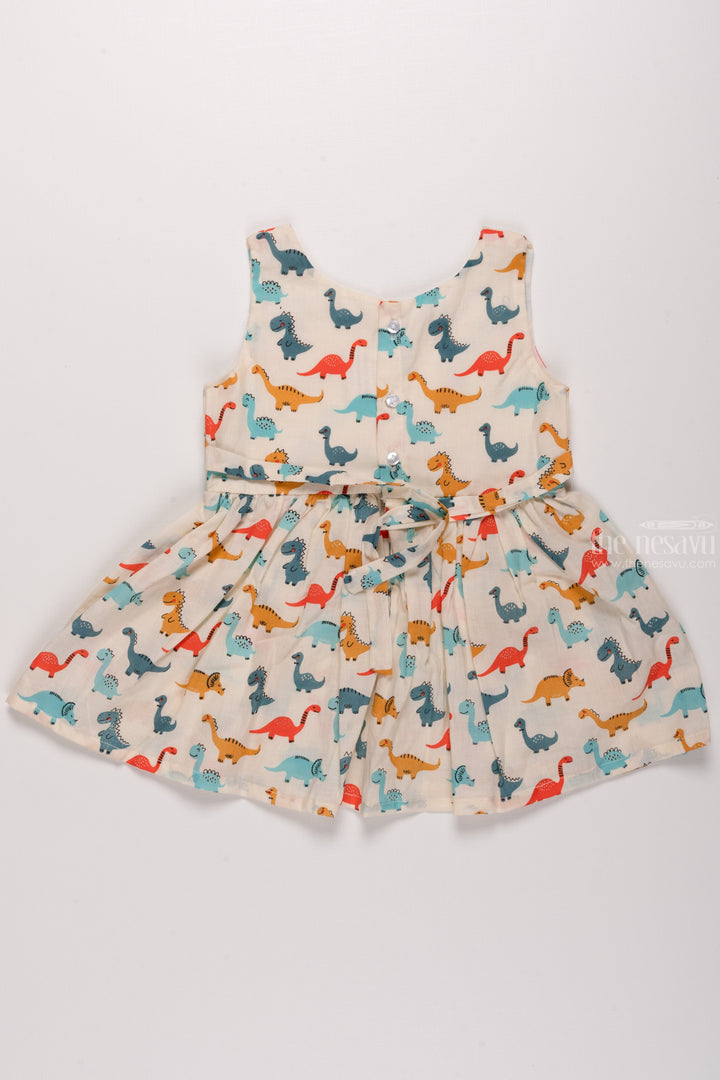 The Nesavu Baby Cotton Frocks Dino Delight: Colorful Dinosaur-Patterned Baby Cotton Frock Nesavu Adorable Handmade Baby Frocks | Comfortable & Trendy Dresses for Infants | The Nesavu